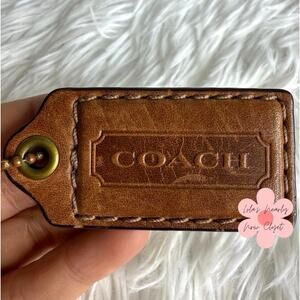 2.5" y2k COACH Brown Fob Bag Charm Hang tag Hangtag